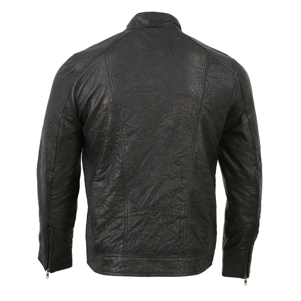 Milwaukee Leather SFM1861 Men's Two-Tone Leather Jacket with Front Zipper Closure