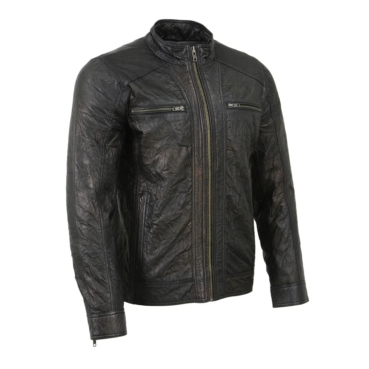 Milwaukee Leather SFM1861 Men's Two-Tone Leather Jacket with Front Zipper Closure