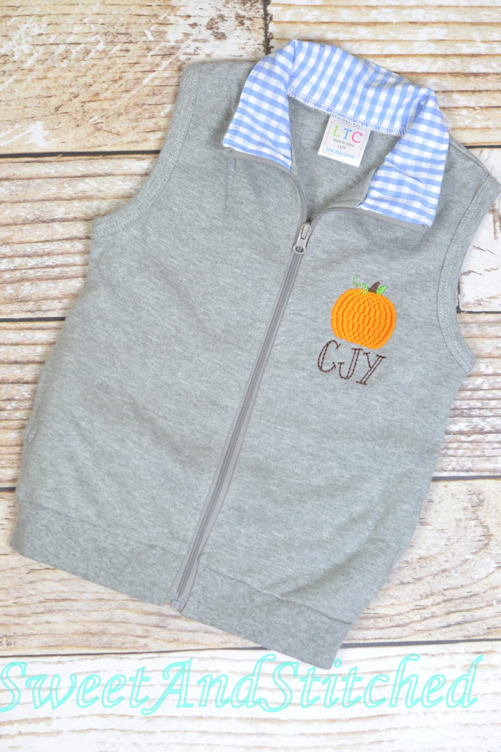 Monogrammed Boys pumpkin outfit, boys pumpkin vest, boys fall outfit