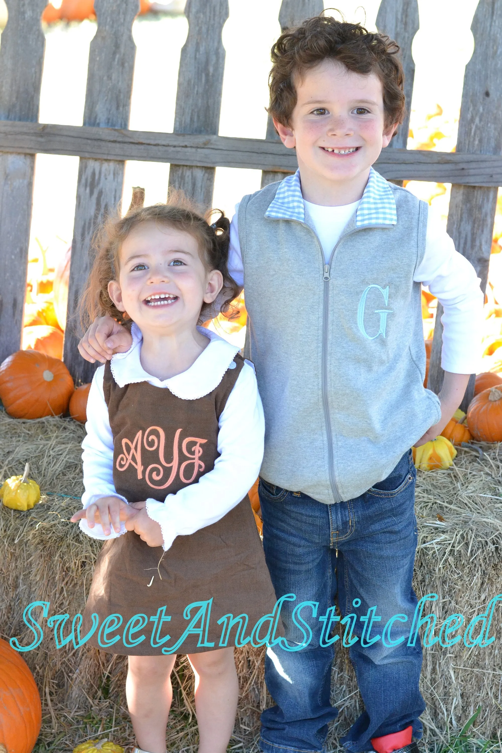 Monogrammed Boys pumpkin outfit, boys pumpkin vest, boys fall outfit