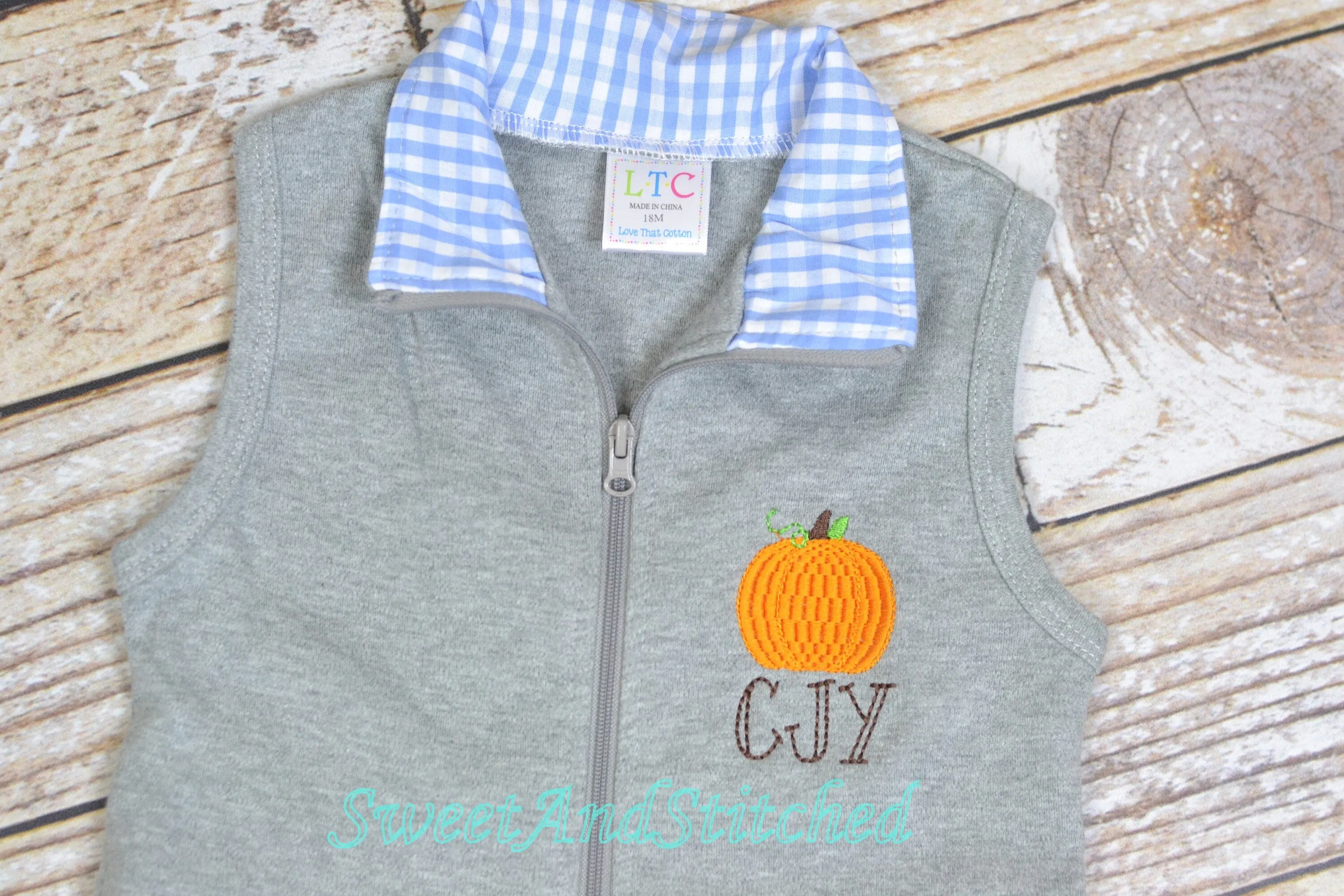 Monogrammed Boys pumpkin outfit, boys pumpkin vest, boys fall outfit