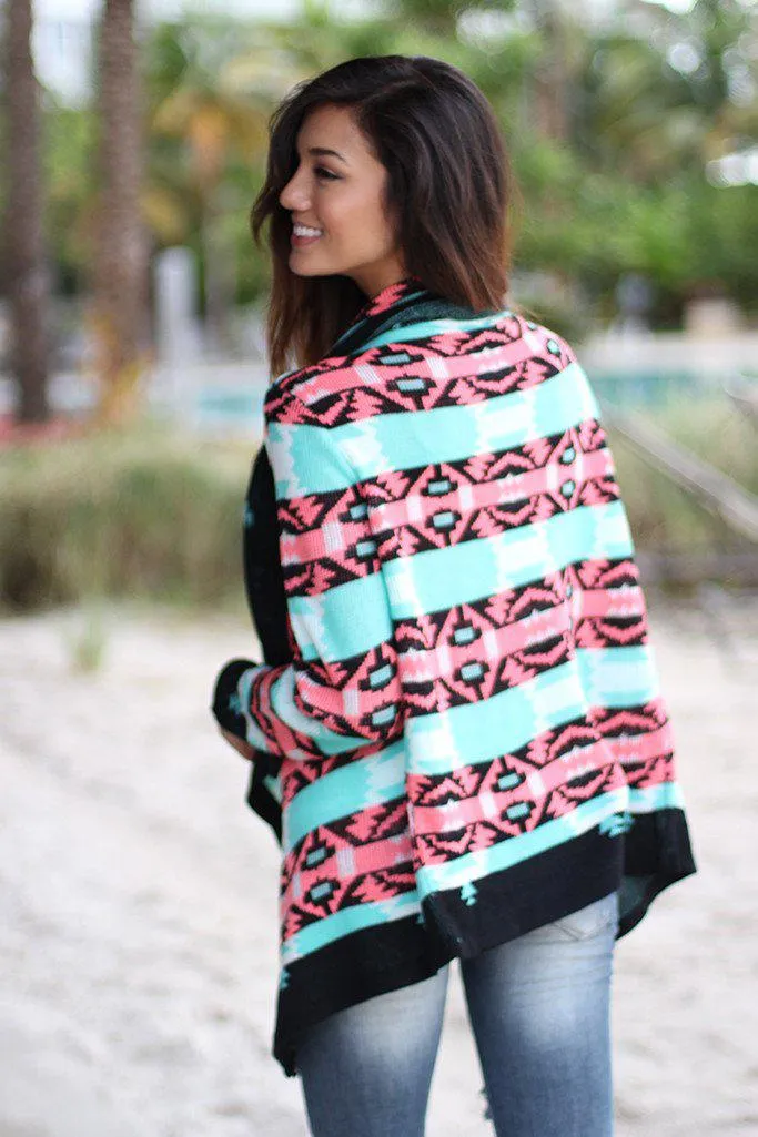 Neon Pink And Black Cardigan