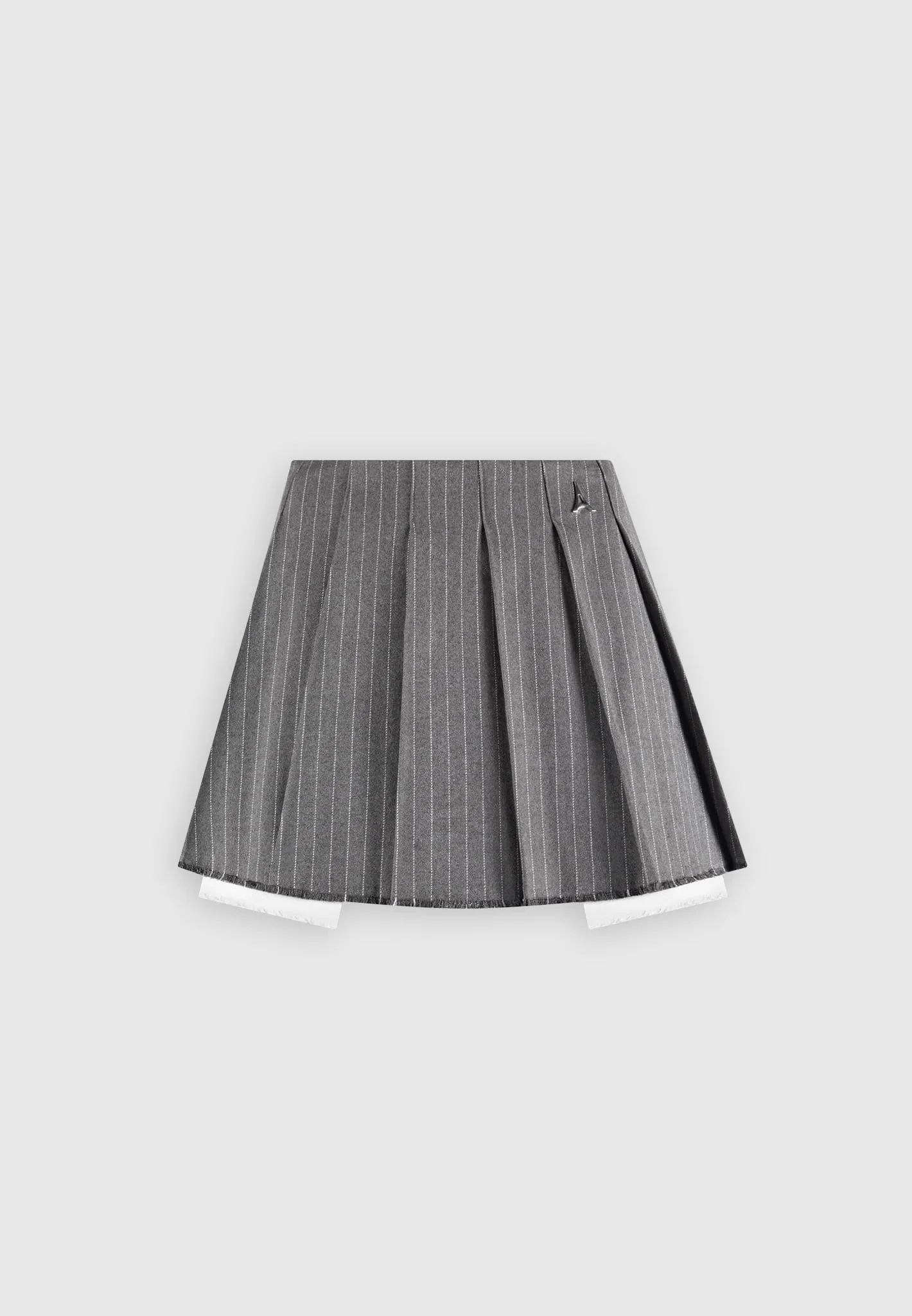 Pinstripe Pleated Skort - Grey Pinstripe