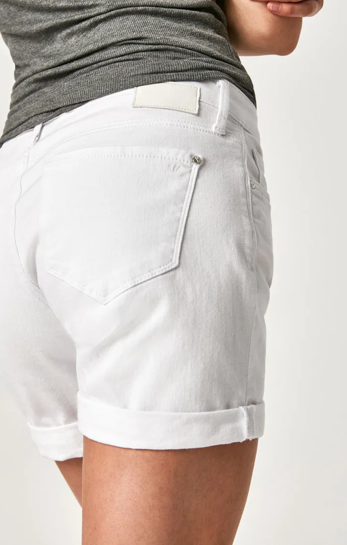 PIXIE BOYFRIEND SHORTS IN WHITE TRIBECA