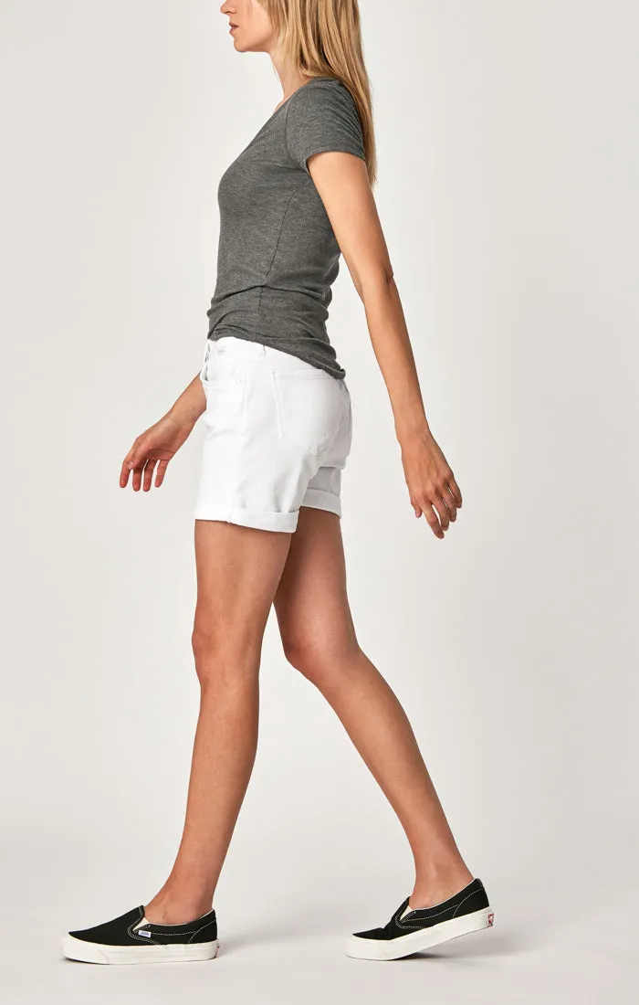 PIXIE BOYFRIEND SHORTS IN WHITE TRIBECA