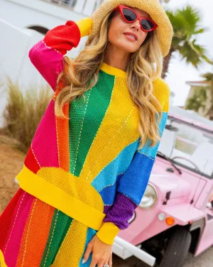 Rainbow Sunshine Rhinestone Sweater