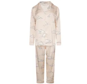 Satin Stretch Trouser PJ- Cream Cloud