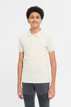 Senior Boys Beige And Olive Polo Shirts Set (2 Piece)