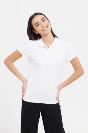 Senior Girls White Plain Polo Shirt