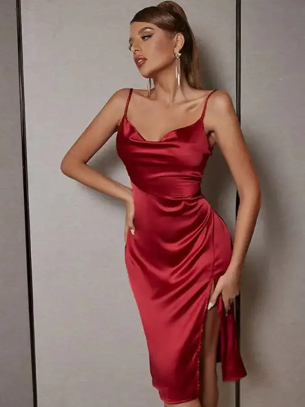 Sexy strapless stacked collar dress, elegant satin gown