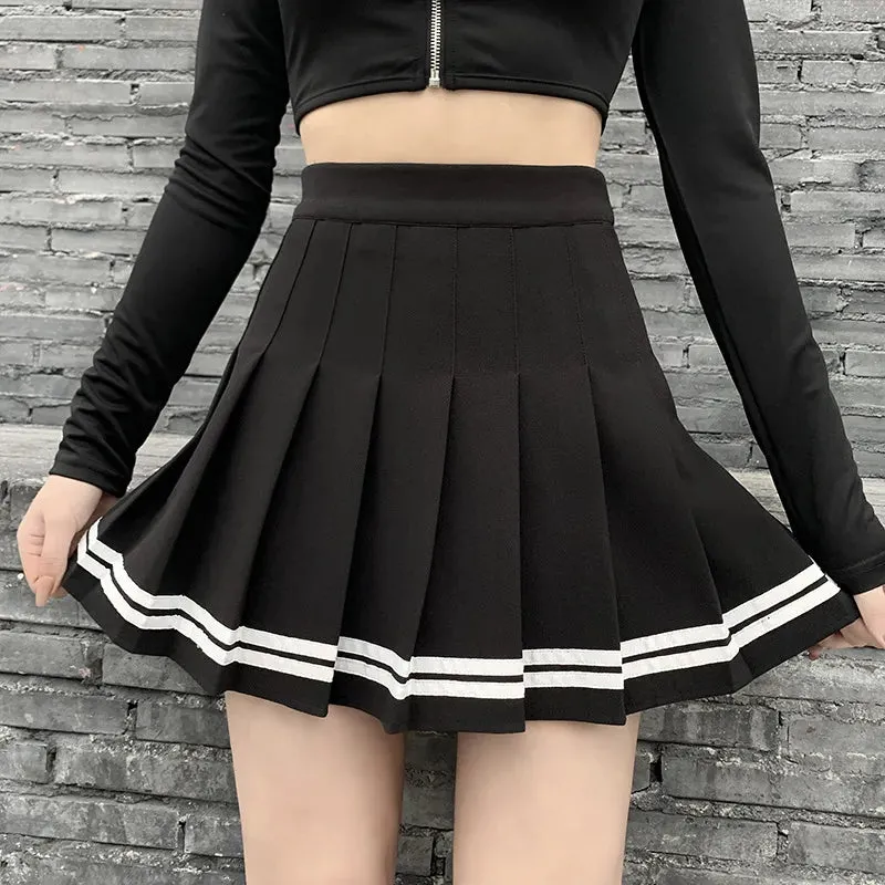 Short Striped Pleated School Skirts