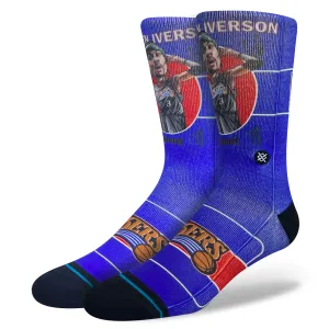 Stance Men's NBA Philadelphia 76ers Allen Iverson Retro Bighead Socks