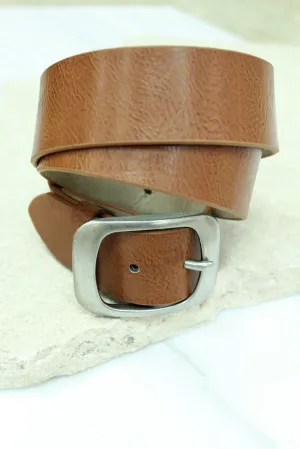 Tan Belt With Silver Buckle