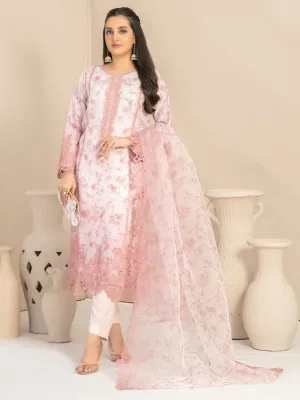 Tawakkal "Jahira" Embroidered Organza Suit (D3364) - Peach