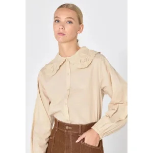 The Tiny Big Sister - Frill neck blouse - vanilla