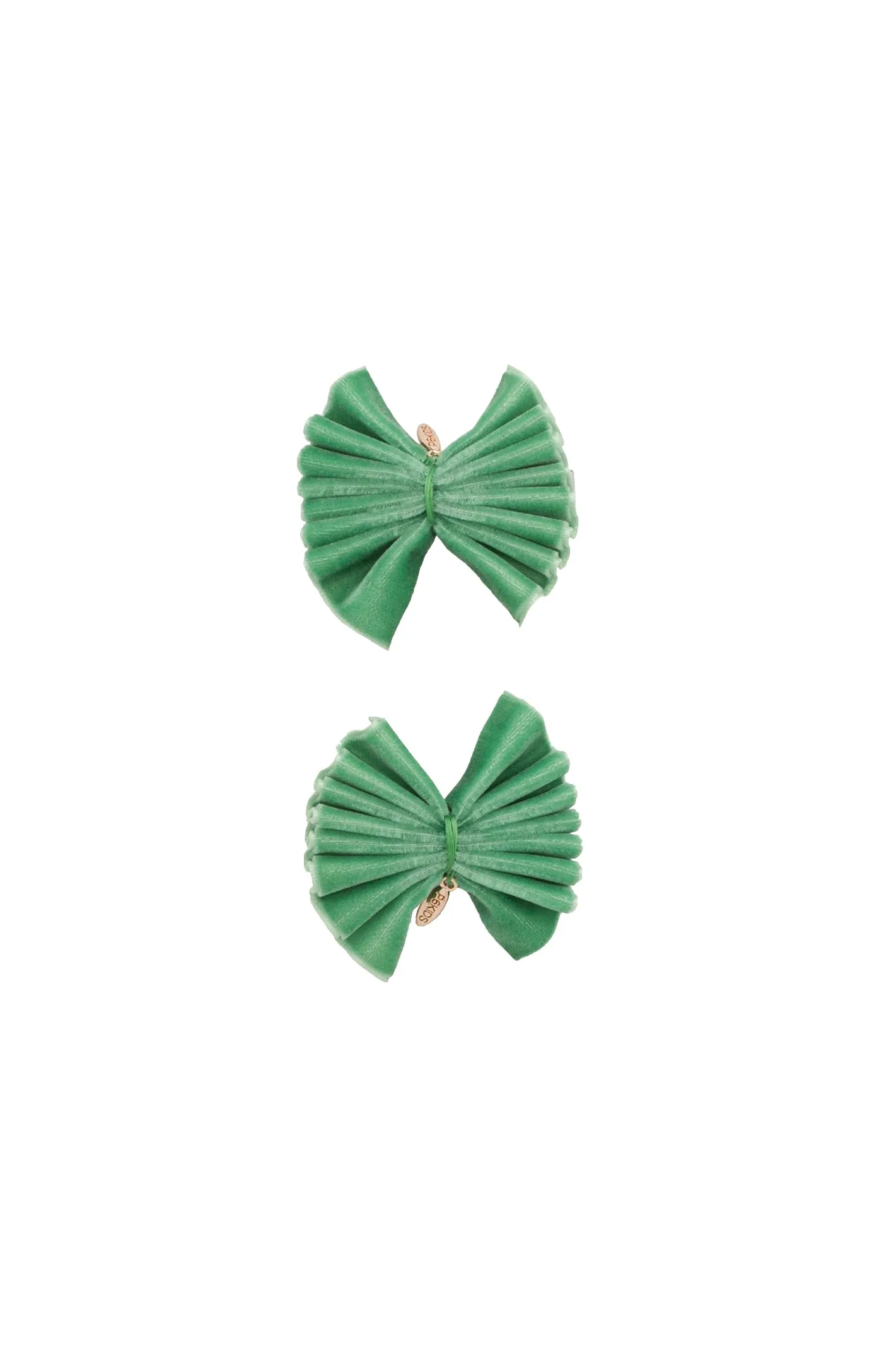 Velvet Pleated Butterfly Bow Clip Set - Cool Green (Handmade in the USA!)