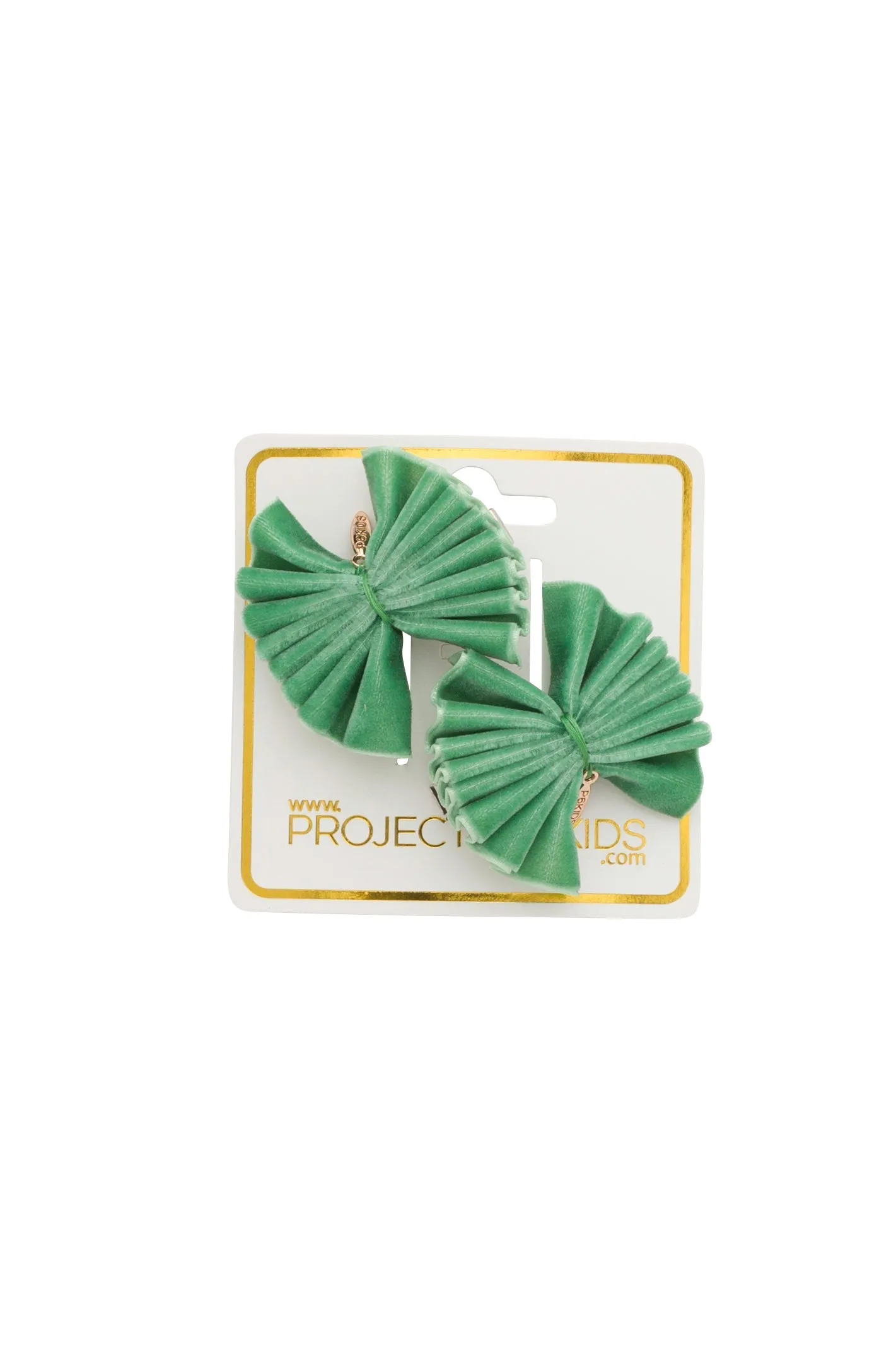 Velvet Pleated Butterfly Bow Clip Set - Cool Green (Handmade in the USA!)