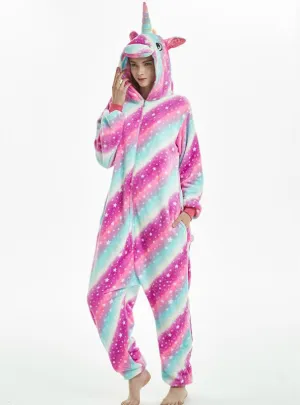 WOMEN BIG GALAXY UNICORN WINTER ADULTS ANIMAL PAJAMAS